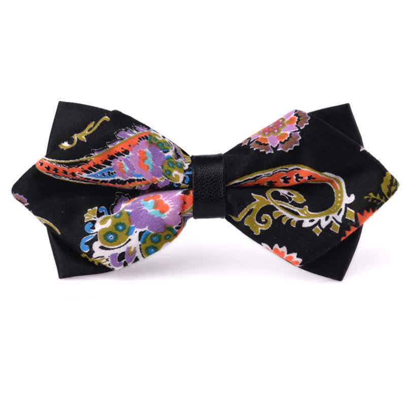 Nœud papillon double épaisseur en coton à motif floral pour homme
