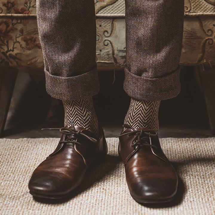Lot de 5 paires de chaussettes rétro à rayures ondulées pour hommes