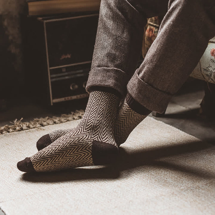 Lot de 5 paires de chaussettes rétro à rayures ondulées pour hommes