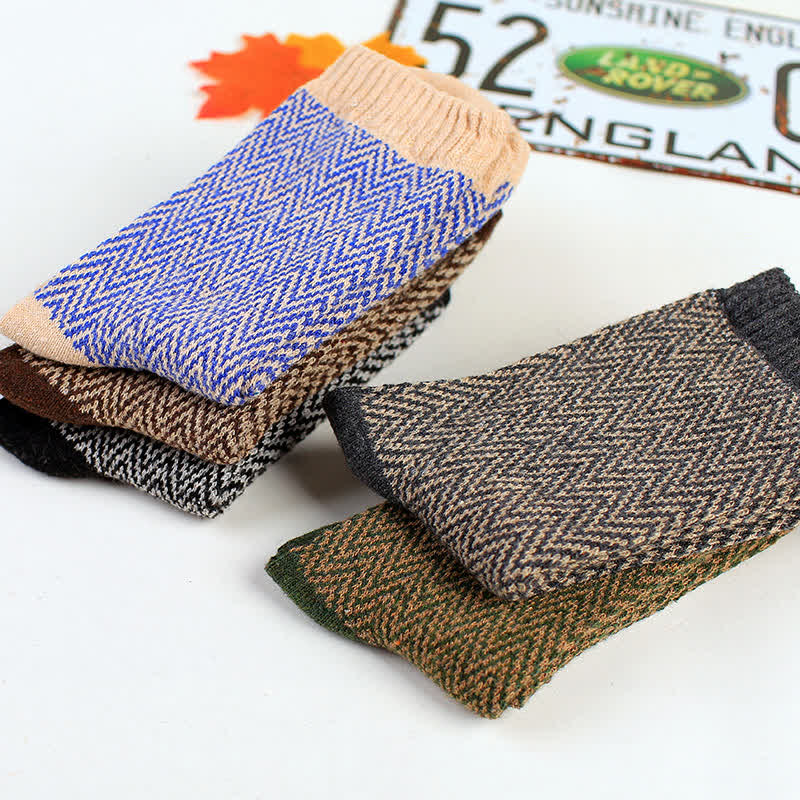 Lot de 5 paires de chaussettes rétro à rayures ondulées pour hommes