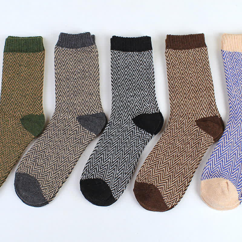 Lot de 5 paires de chaussettes rétro à rayures ondulées pour hommes
