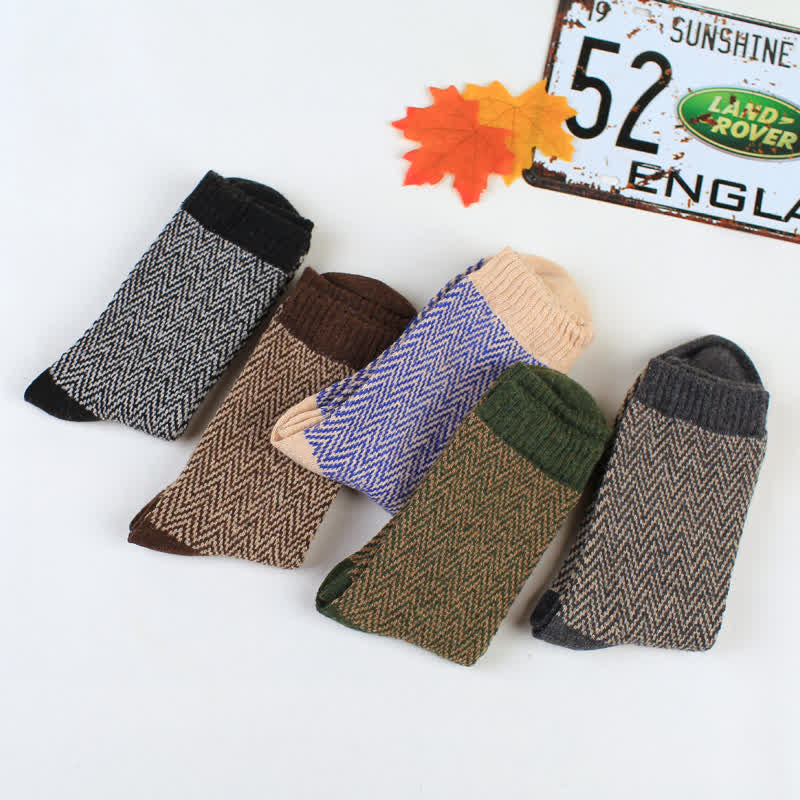 Lot de 5 paires de chaussettes rétro à rayures ondulées pour hommes