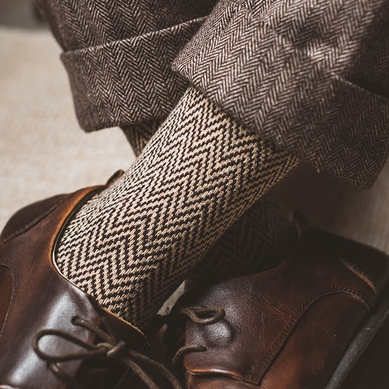 Lot de 5 paires de chaussettes rétro à rayures ondulées pour hommes