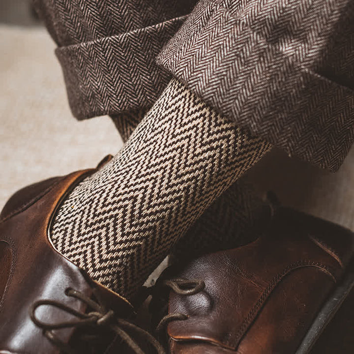 Lot de 5 paires de chaussettes rétro à rayures ondulées pour hommes