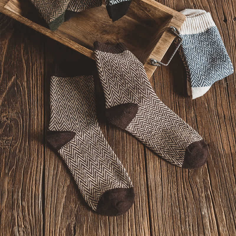 Lot de 5 paires de chaussettes rétro à rayures ondulées pour hommes