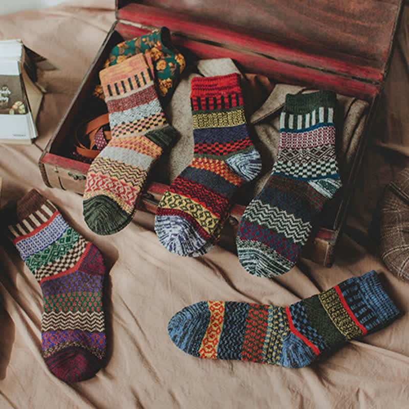 Lot de 5 paires de chaussettes rétro ethniques totem pour homme