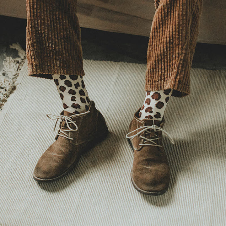 Chaussettes ras du cou à imprimé animal léopard pour homme