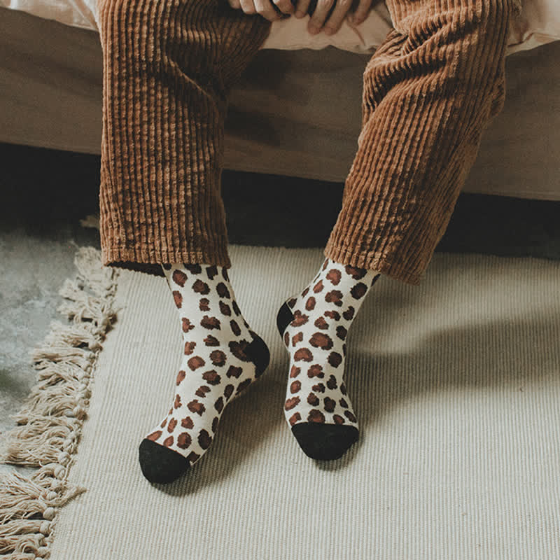 Chaussettes ras du cou à imprimé animal léopard pour homme