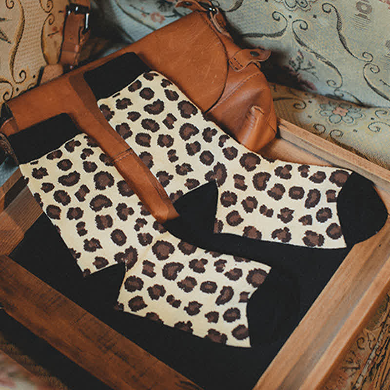 Chaussettes ras du cou à imprimé animal léopard pour homme