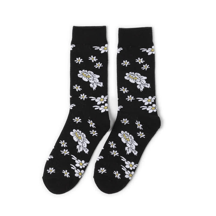 Chaussettes noires Little White Daisy pour hommes