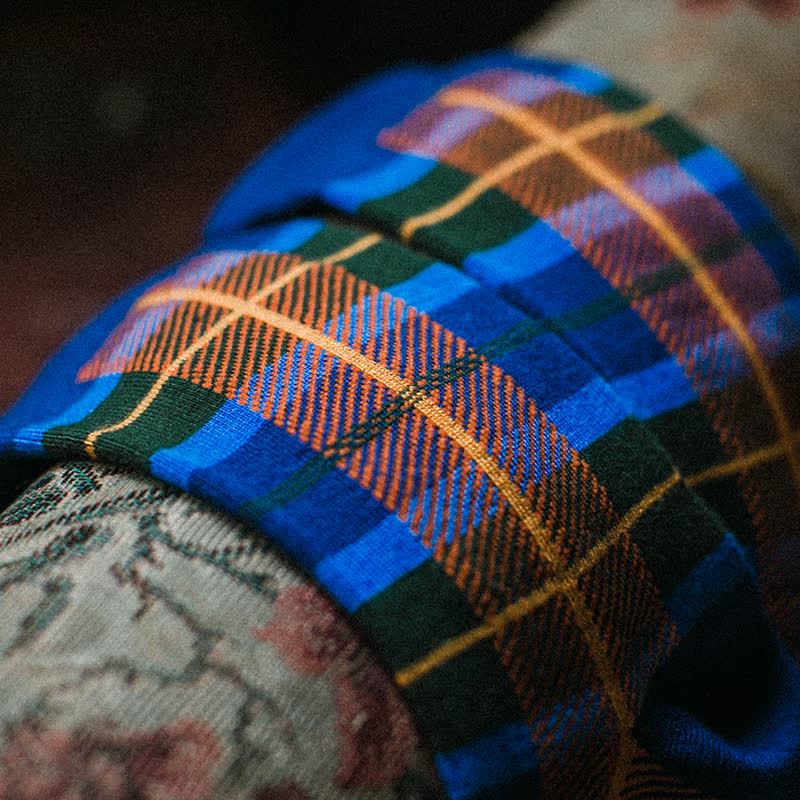 Chaussettes mi-mollet à carreaux pour homme