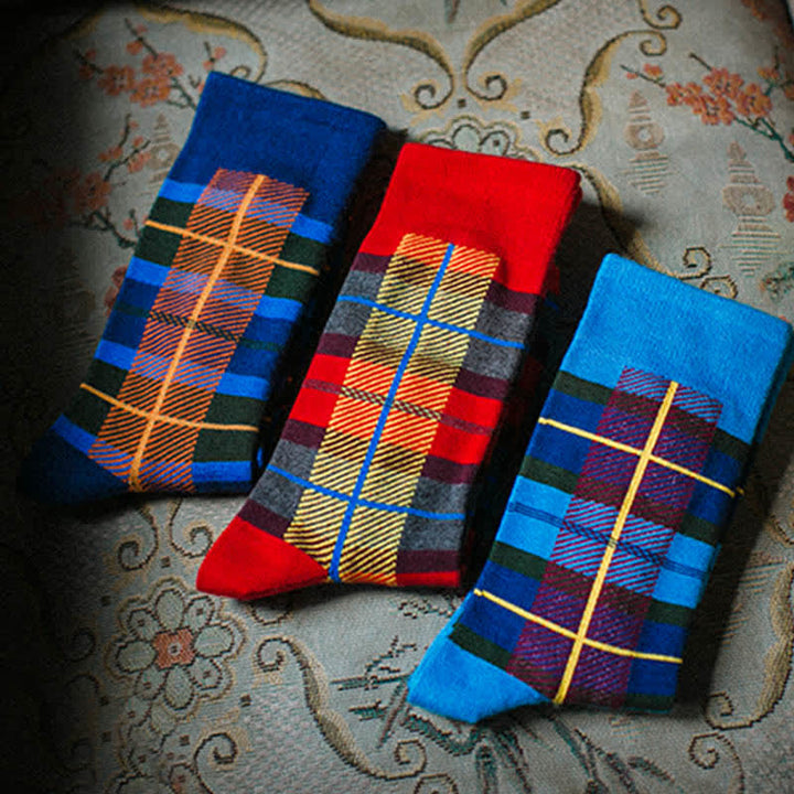 Chaussettes mi-mollet à carreaux pour homme