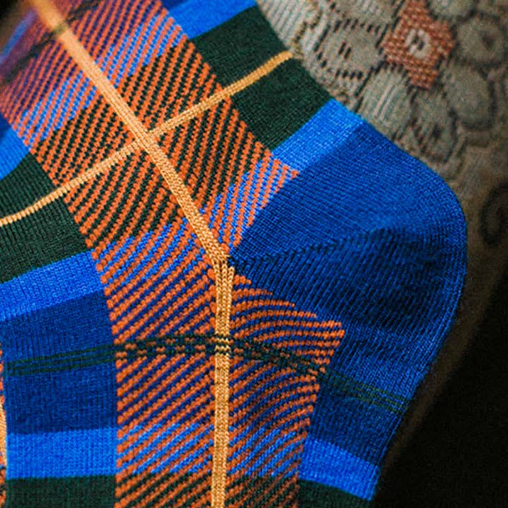 Chaussettes mi-mollet à carreaux pour homme