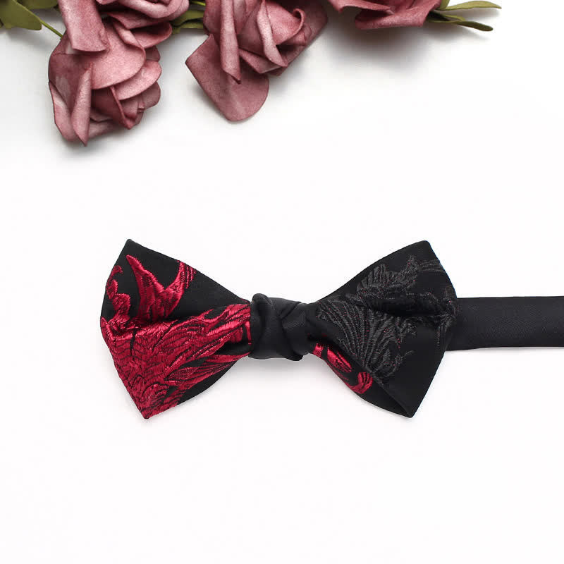 Nœud papillon à motif floral noir et rouge pour homme