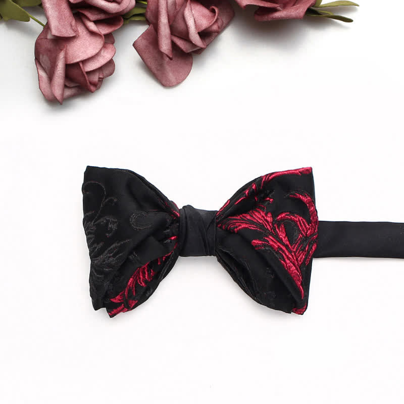Nœud papillon à motif floral noir et rouge pour homme