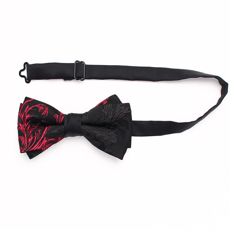 Nœud papillon à motif floral noir et rouge pour homme
