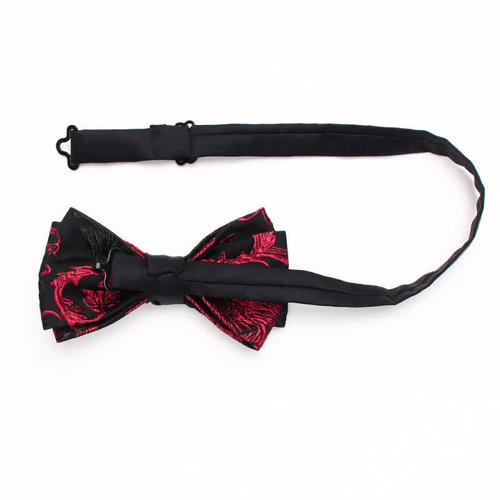 Nœud papillon à motif floral noir et rouge pour homme