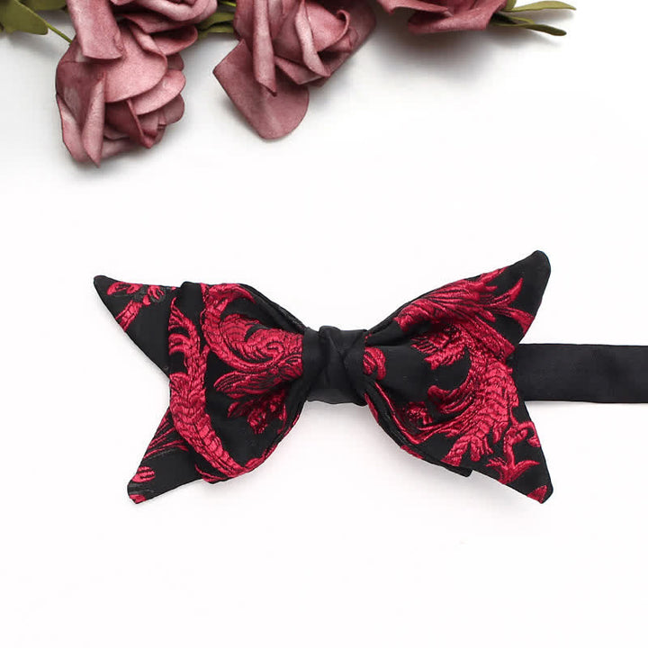 Nœud papillon à motif floral noir et rouge pour homme