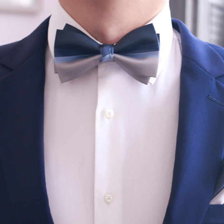 Nœud papillon pour homme de couleur contrastée bleu marine et gris argenté