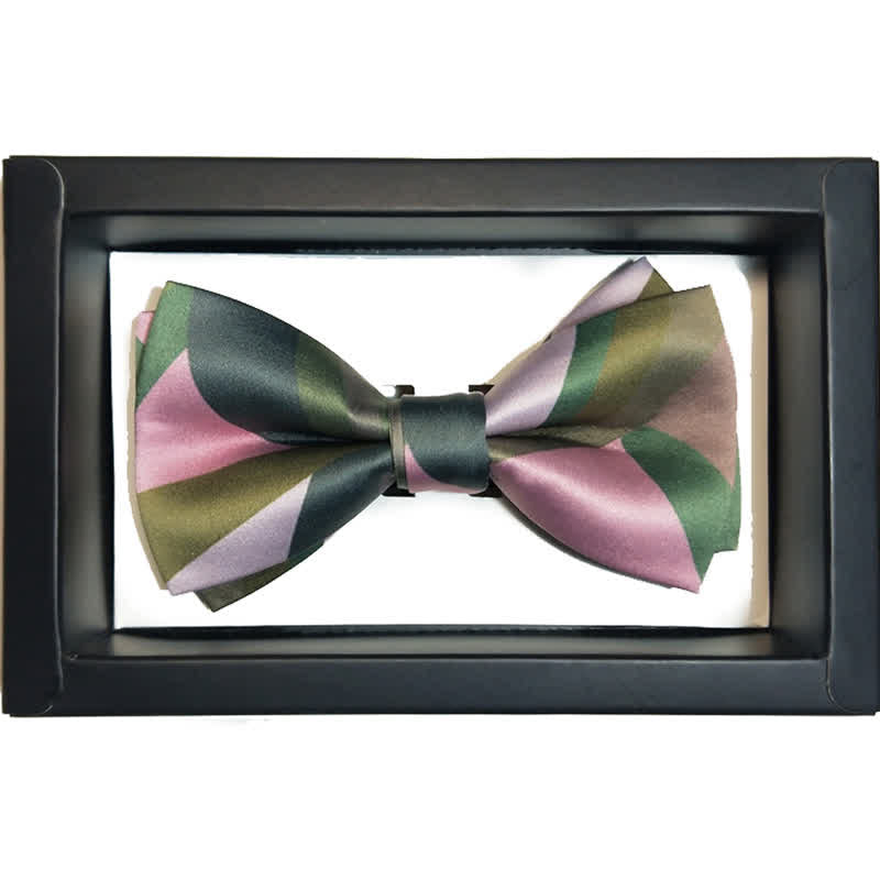 Nœud papillon double épaisseur vert forêt et rose pour homme
