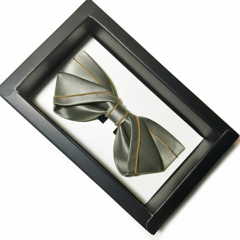 Noeud papillon en chaîne dorée pour homme, ton gris noble