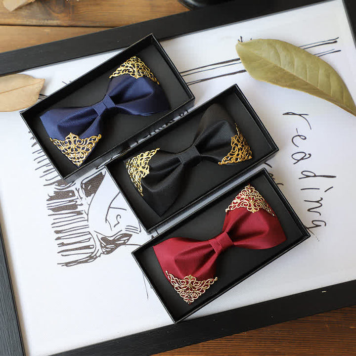 Nœud papillon pour homme avec décor en métal doré creux