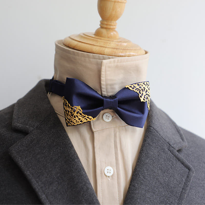 Nœud papillon pour homme avec décor en métal doré creux