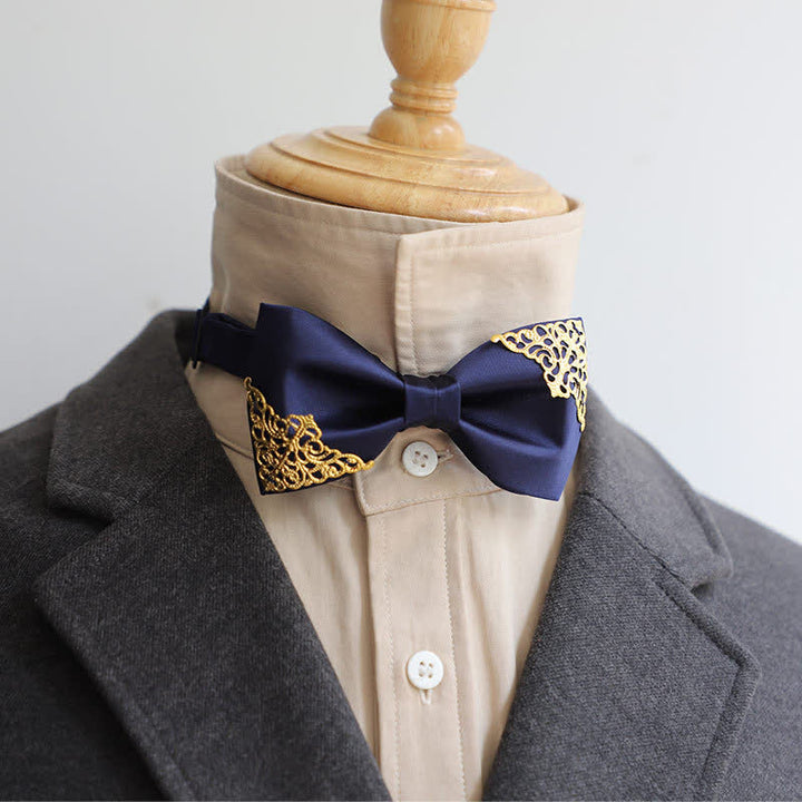 Nœud papillon pour homme avec décor en métal doré creux
