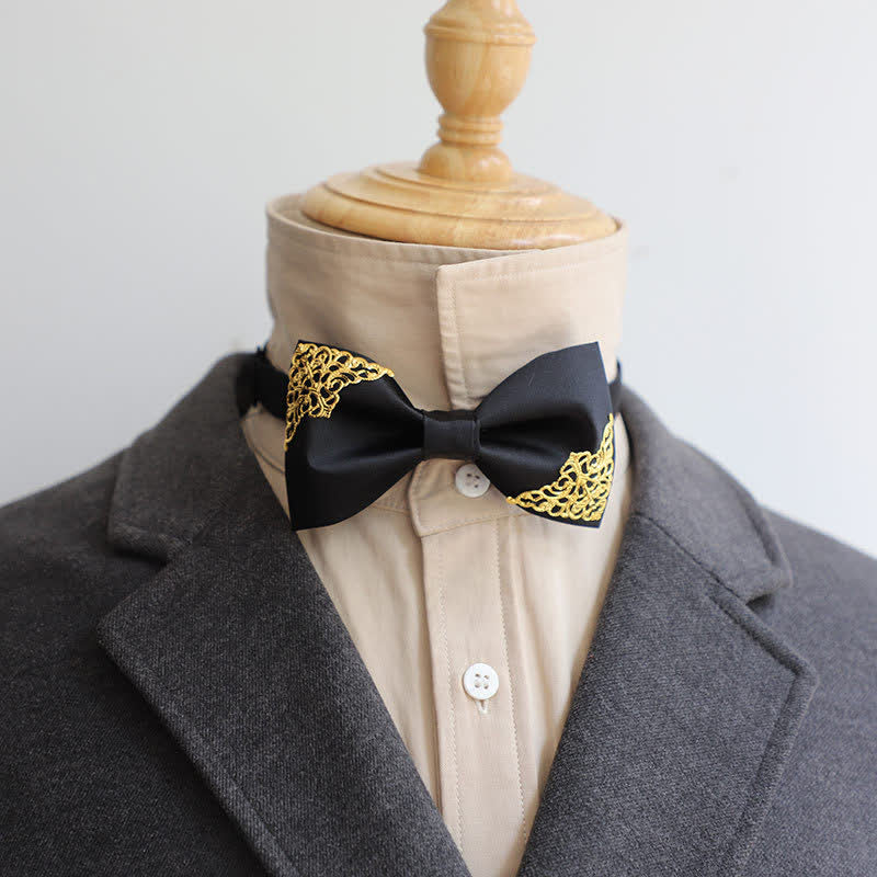 Nœud papillon pour homme avec décor en métal doré creux