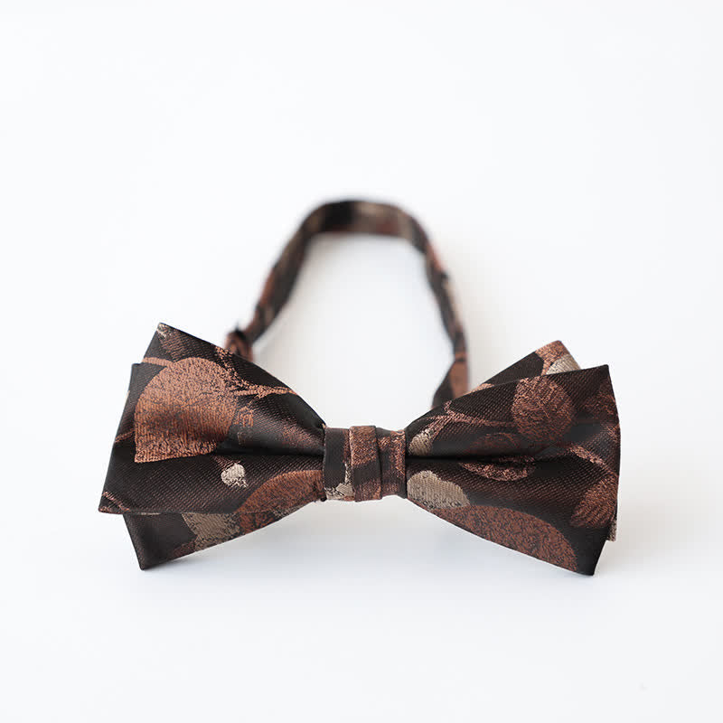 Nœud papillon double épaisseur à motif floral rétro pour homme