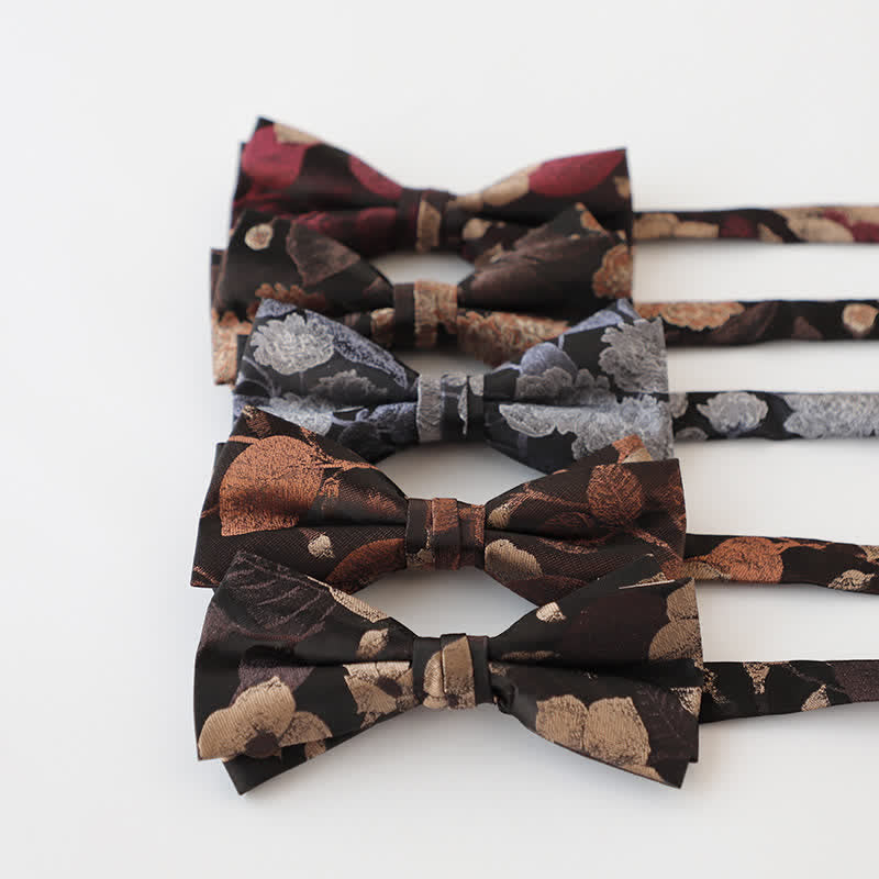 Nœud papillon double épaisseur à motif floral rétro pour homme