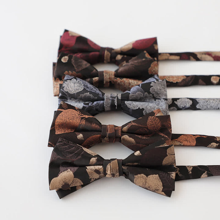 Nœud papillon double épaisseur à motif floral rétro pour homme