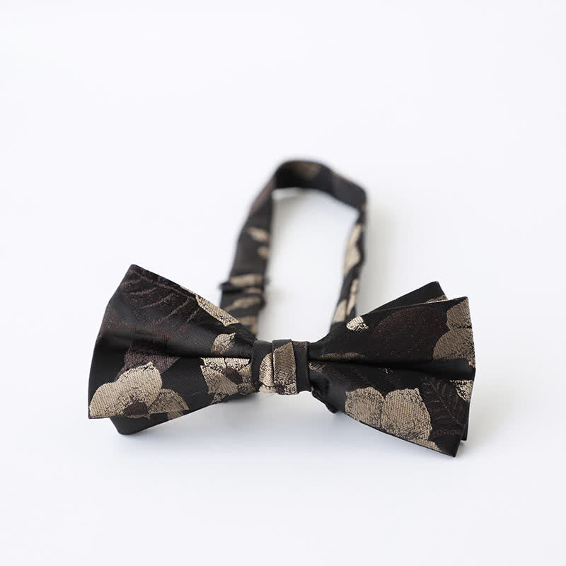 Nœud papillon double épaisseur à motif floral rétro pour homme