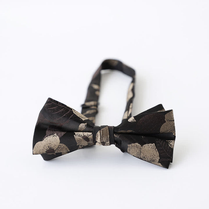 Nœud papillon double épaisseur à motif floral rétro pour homme
