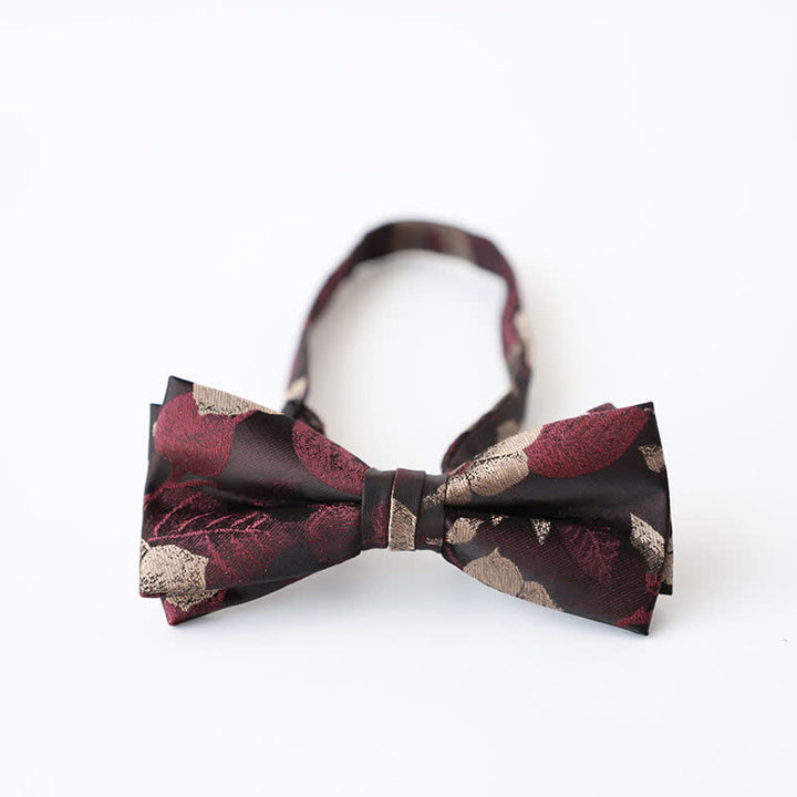 Nœud papillon double épaisseur à motif floral rétro pour homme