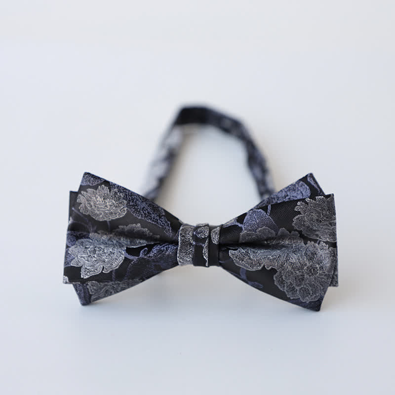 Nœud papillon double épaisseur à motif floral rétro pour homme