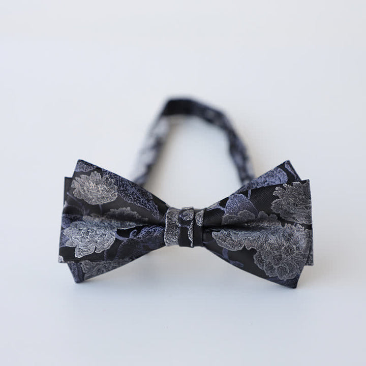 Nœud papillon double épaisseur à motif floral rétro pour homme