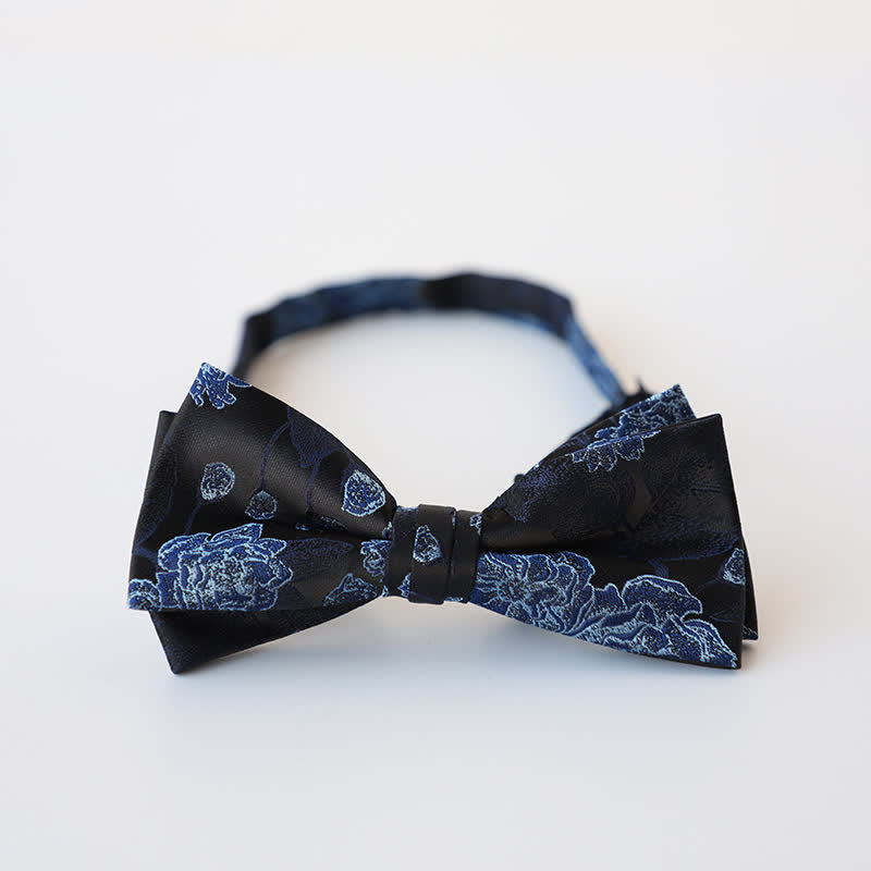 Nœud papillon double épaisseur à motif floral rétro pour homme