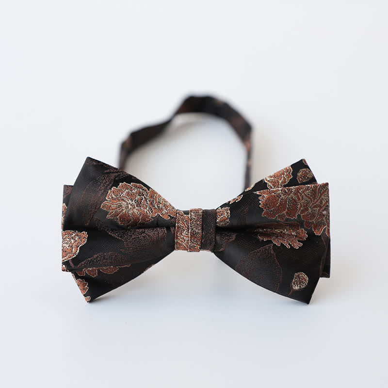 Nœud papillon double épaisseur à motif floral rétro pour homme