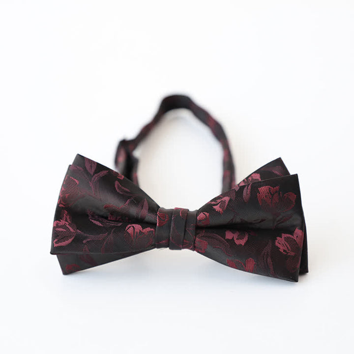 Nœud papillon double épaisseur à motif floral rétro pour homme