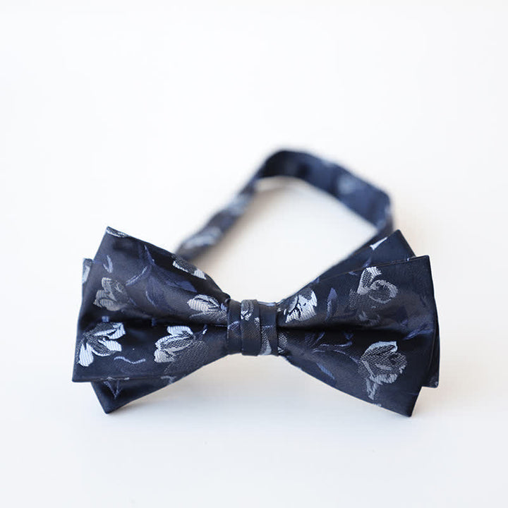 Nœud papillon double épaisseur à motif floral rétro pour homme