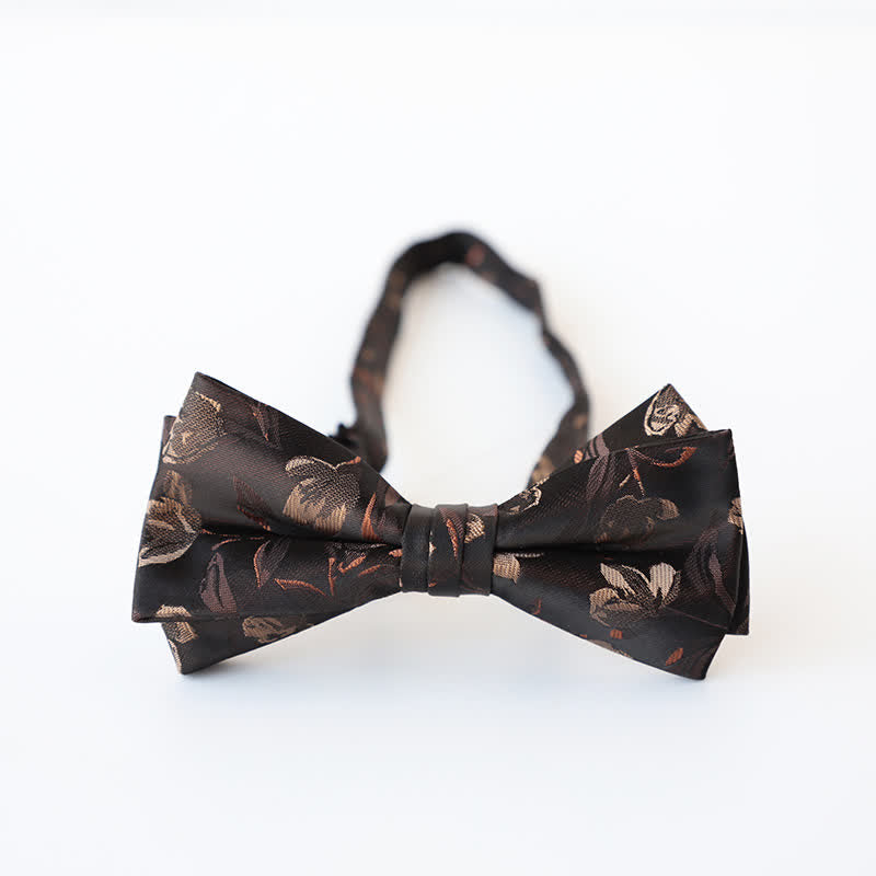 Nœud papillon double épaisseur à motif floral rétro pour homme
