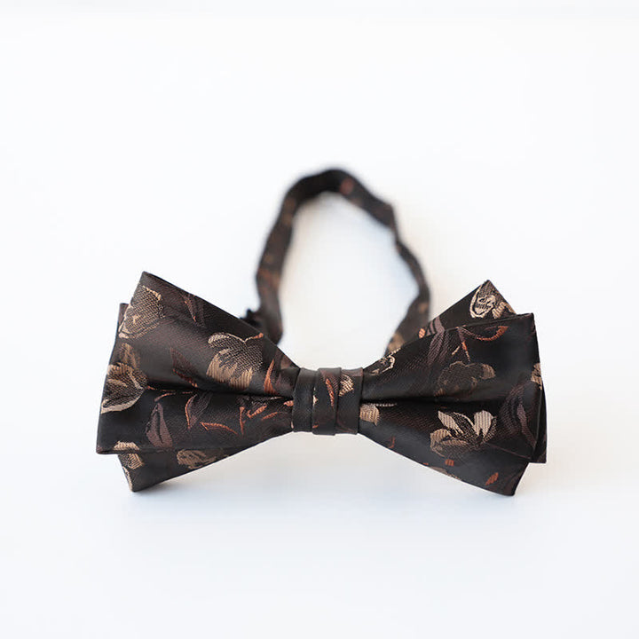 Nœud papillon double épaisseur à motif floral rétro pour homme