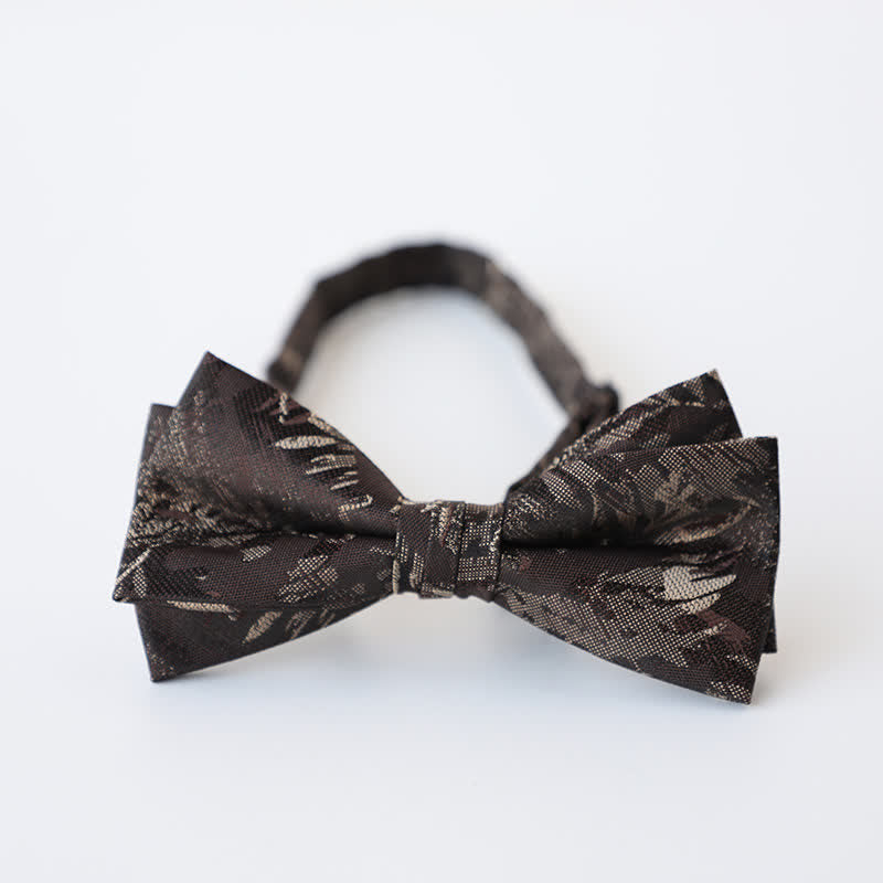 Nœud papillon double épaisseur à motif floral rétro pour homme