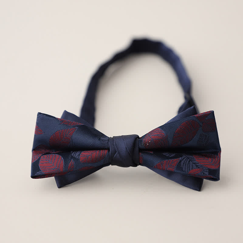 Nœud papillon double épaisseur à rayures et motifs floraux pour homme