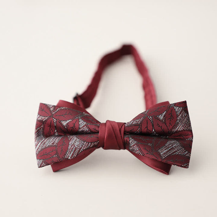 Nœud papillon double épaisseur à rayures et motifs floraux pour homme