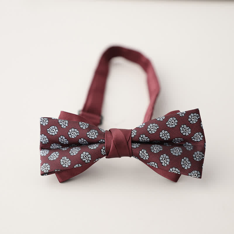 Nœud papillon double épaisseur à rayures et motifs floraux pour homme