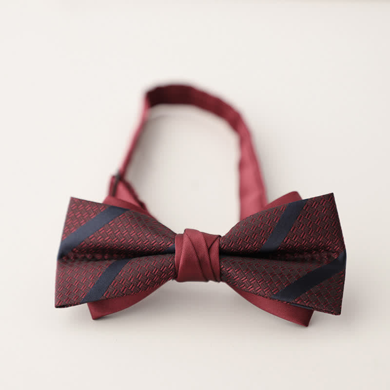 Nœud papillon double épaisseur à rayures et motifs floraux pour homme