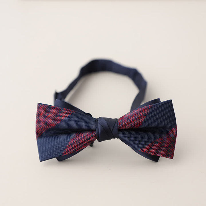 Nœud papillon double épaisseur à rayures et motifs floraux pour homme