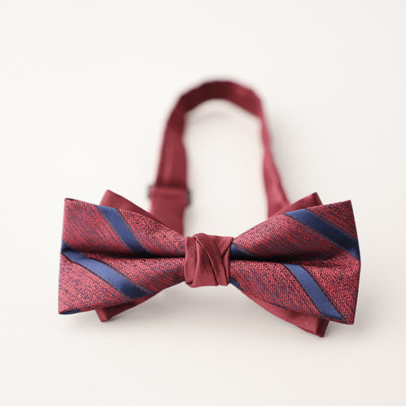 Nœud papillon double épaisseur à rayures et motifs floraux pour homme